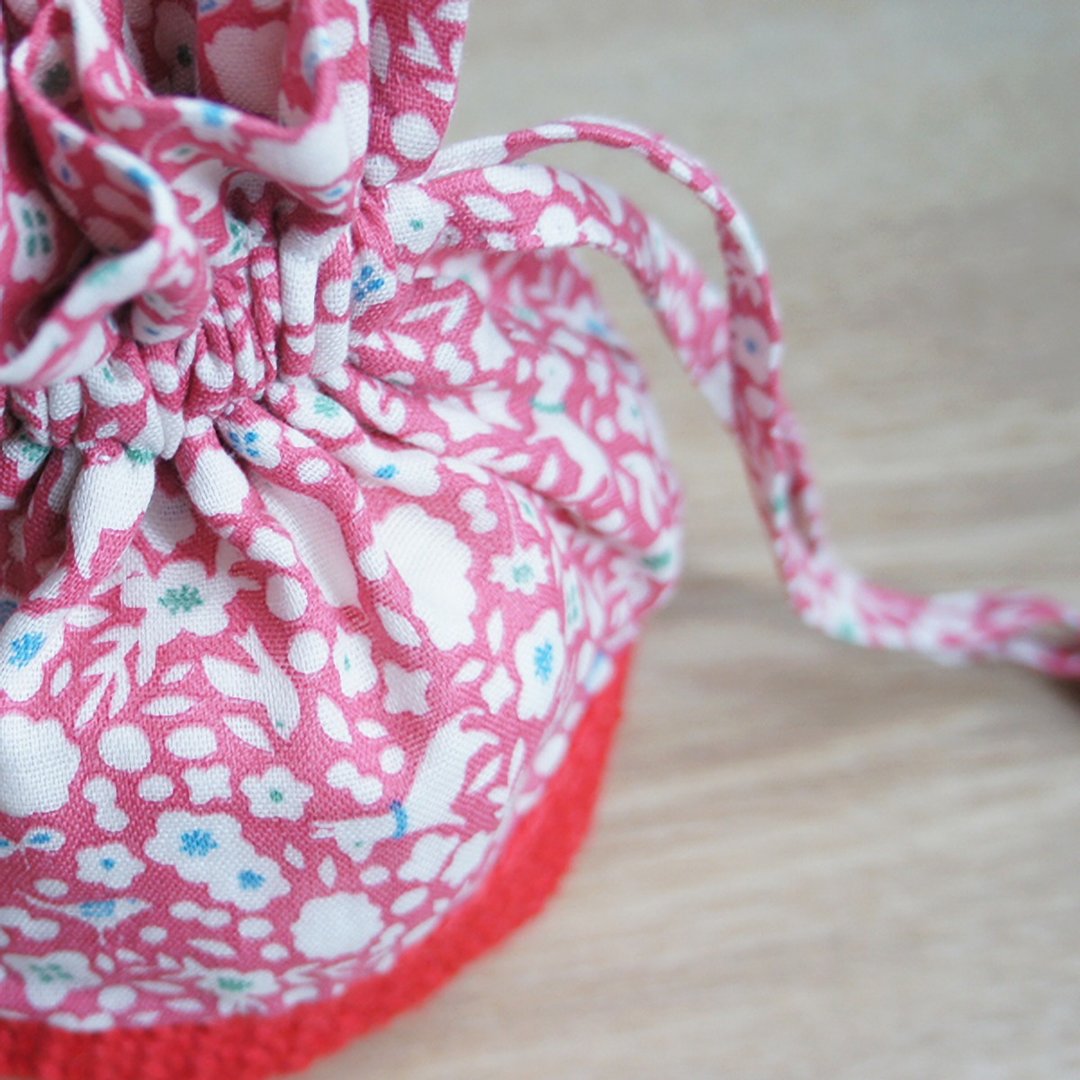 Ba-ba handmade mini drawstring bag  No.K21 - 化妆包/杂物包 - 棉 红色