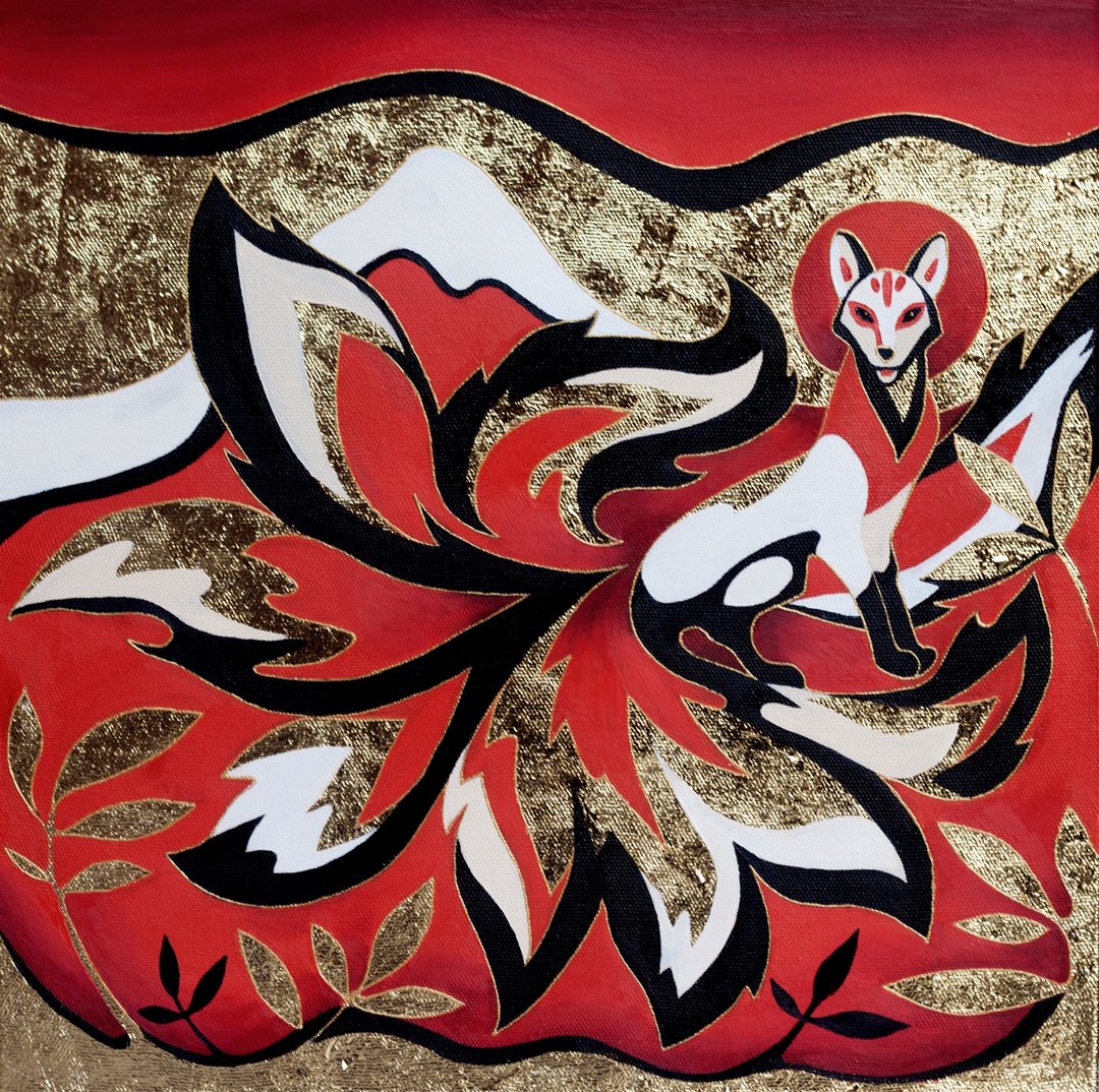 胡里京绘画 狐妖艺术品 Kumiho 艺术品 狐狸 手工艺术品 - 海报/装饰画/版画 - 其他材质 红色
