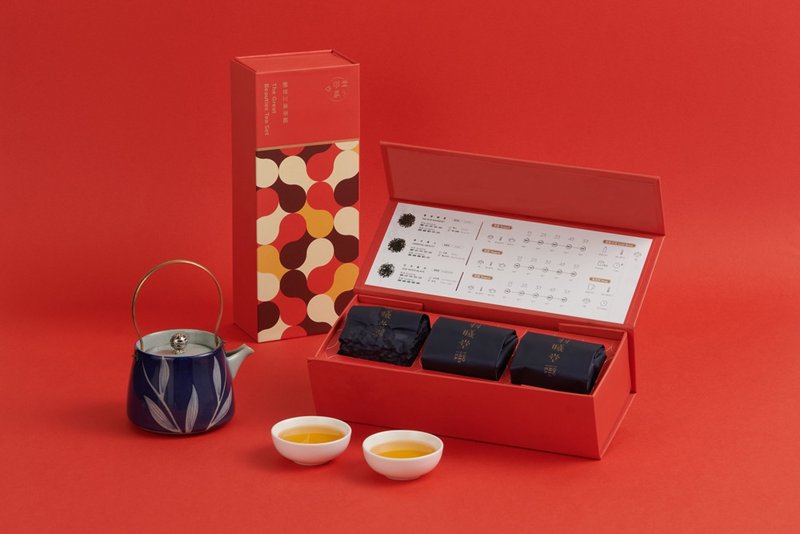 绝世三美茶礼盒 | 蜜香台湾茶3款 (企业伴手礼/中英包装/附提袋) - 茶 - 新鲜食材 红色