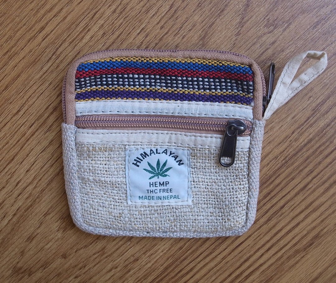 麻编 零钱包 万用袋 方形 彩 米色 条纹 - 零钱包 - 羊毛 多色