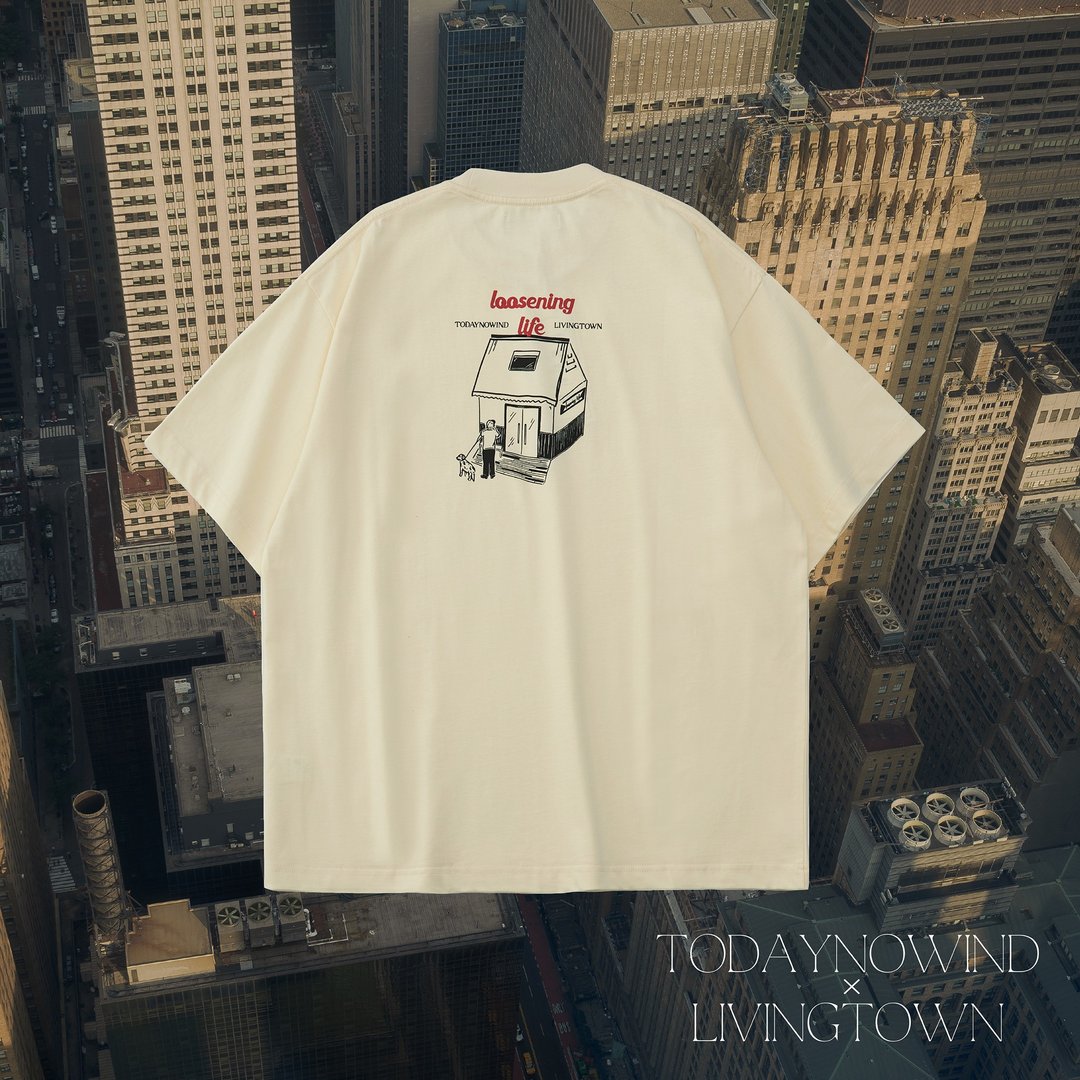 旗帜印花短袖T恤 手绘插画宽松休闲夏季印花TEE - 中性连帽卫衣/T 恤 - 棉 黄色