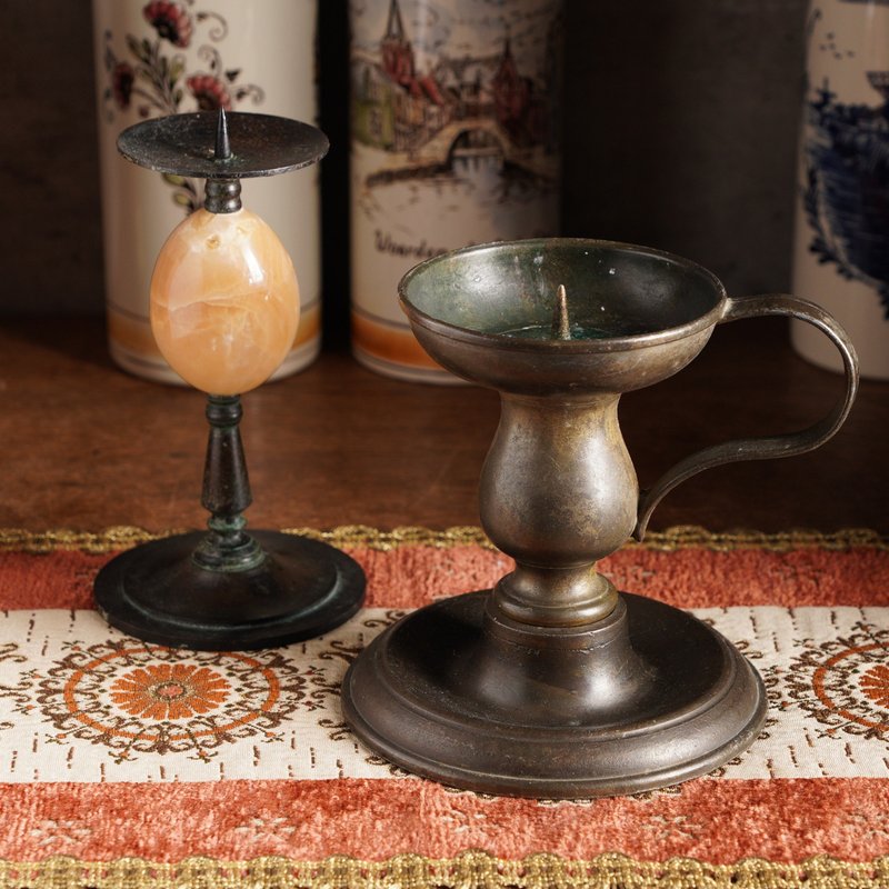 荷兰手持黄铜烛台 - 蜡烛/烛台 - 铜/黄铜 咖啡色