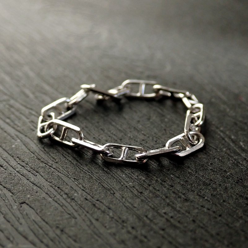 猪鼻子 | 镂空造型925纯银链戒指.链戒.软戒 - 戒指 - 纯银 银色