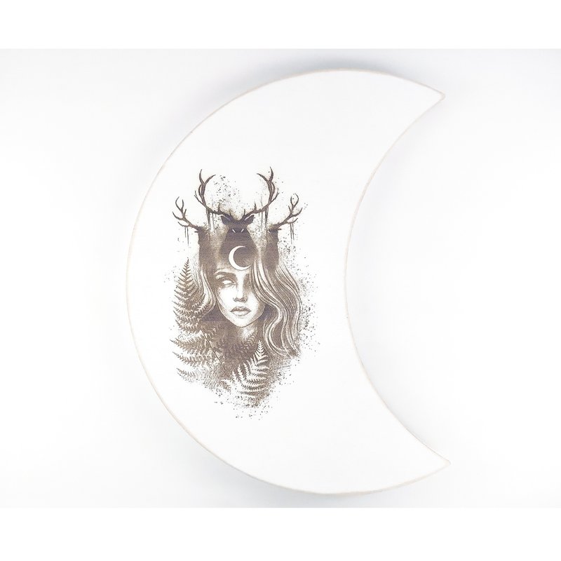 Witchy home decor, Moon wall hanging, Crescent moon, Celestial gifts - 墙贴/壁贴 - 木头 