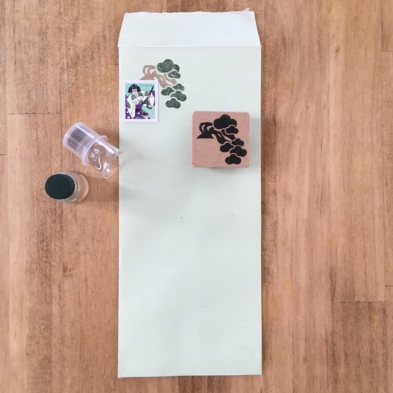 Bonsai stamp stamp frame gold pine - 印章/印台 - 其他材质 白色