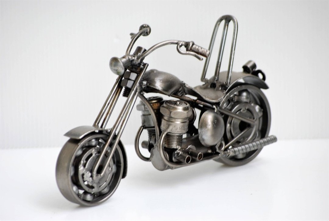 Chopper Motorcycle Sculpture (B) Amazing Welding, Cool Birthday Gift - 摆饰 - 其他金属 