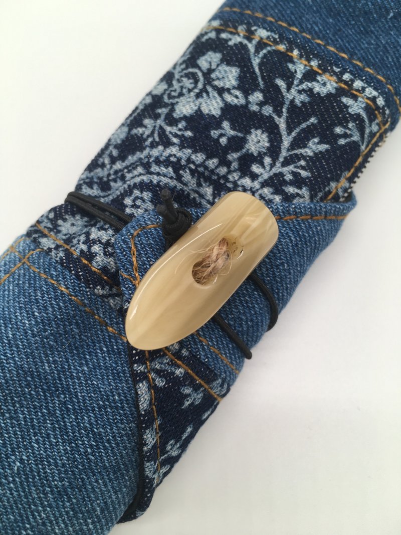 Denim Patchwork Straw Case Cutlery Case 牛仔布 饮管套 餐具套 - 环保吸管 - 棉 蓝色