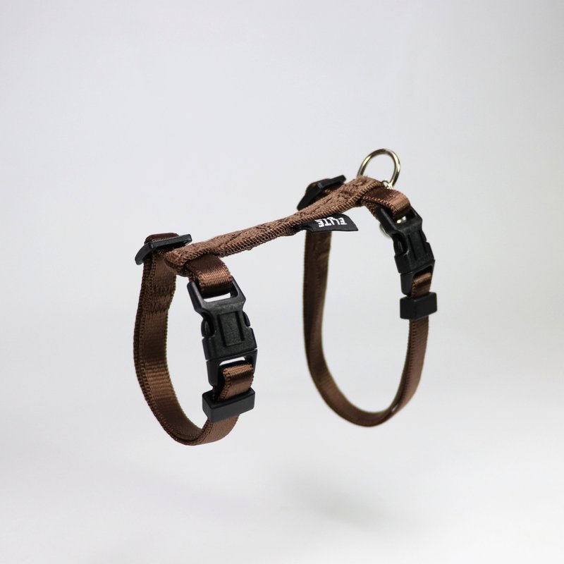 经典系列 猫兔用胸背带 咖啡 - 项圈/牵绳 - 尼龙 咖啡色
