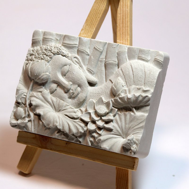 清水模软装设计 佛像摆饰十 香氛摆件 水泥软装 附赠木架 - 摆饰 - 其他材质 白色