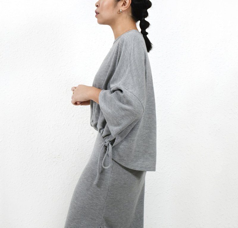 WAFFLE SWEATSHIRT 花灰色 窝夫格针织 高端休闲卫衣 - 女装上衣 - 棉 橘色