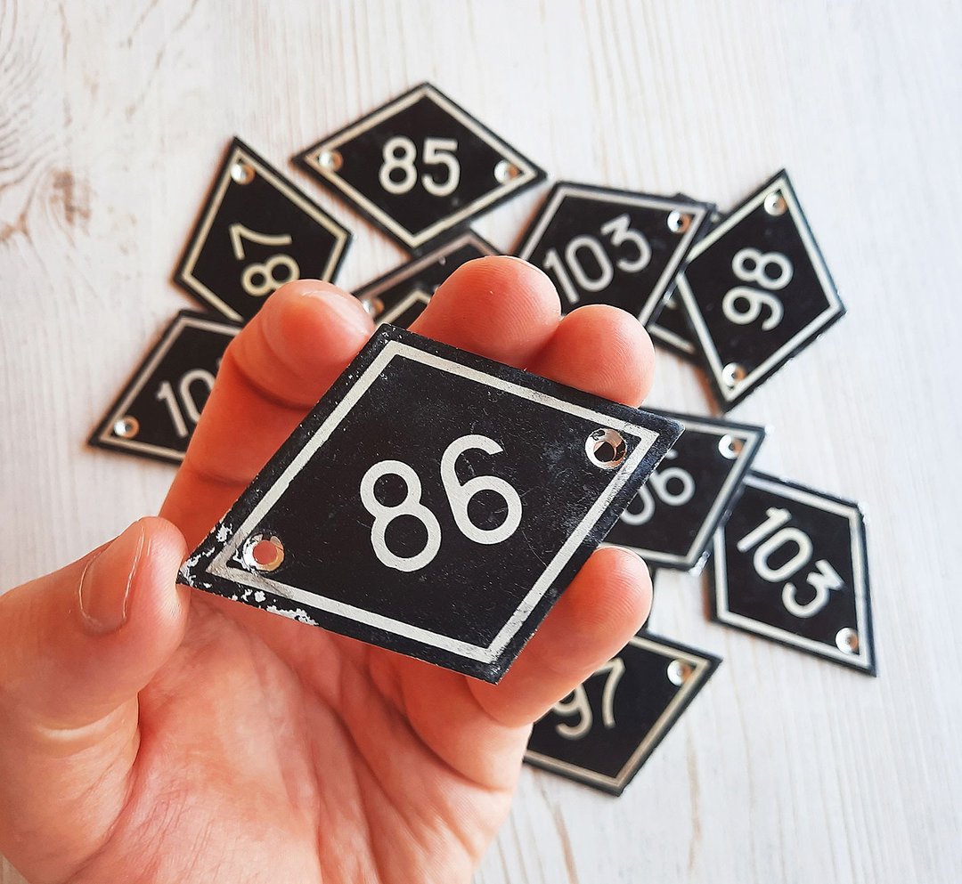 Black apartment small rhomb shape number 86 door sign vintage - 门帘/门牌 - 铝合金 黑色