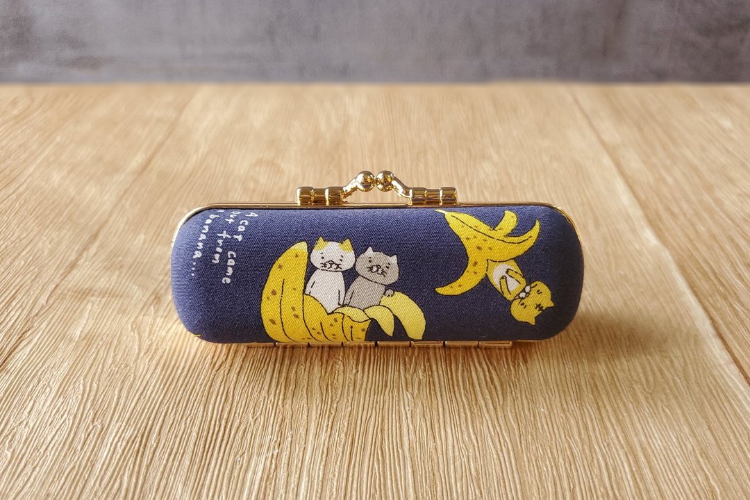 香蕉猫 日本布 口金印章盒 口红盒 单章盒 Cat stamp猫咪 - 印章/印台 - 棉 多色