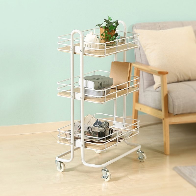 日本FUJI BOEKI 极简工业风厨房三层置物收纳推车-DIY-雅痞白 - 置物架/篮子 - 其他金属 白色