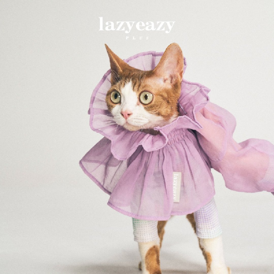 Lazyeazy宠物猫咪原创围脖口水巾项圈花朵围兜可爱装饰品 - 项圈/牵绳 - 其他材质 