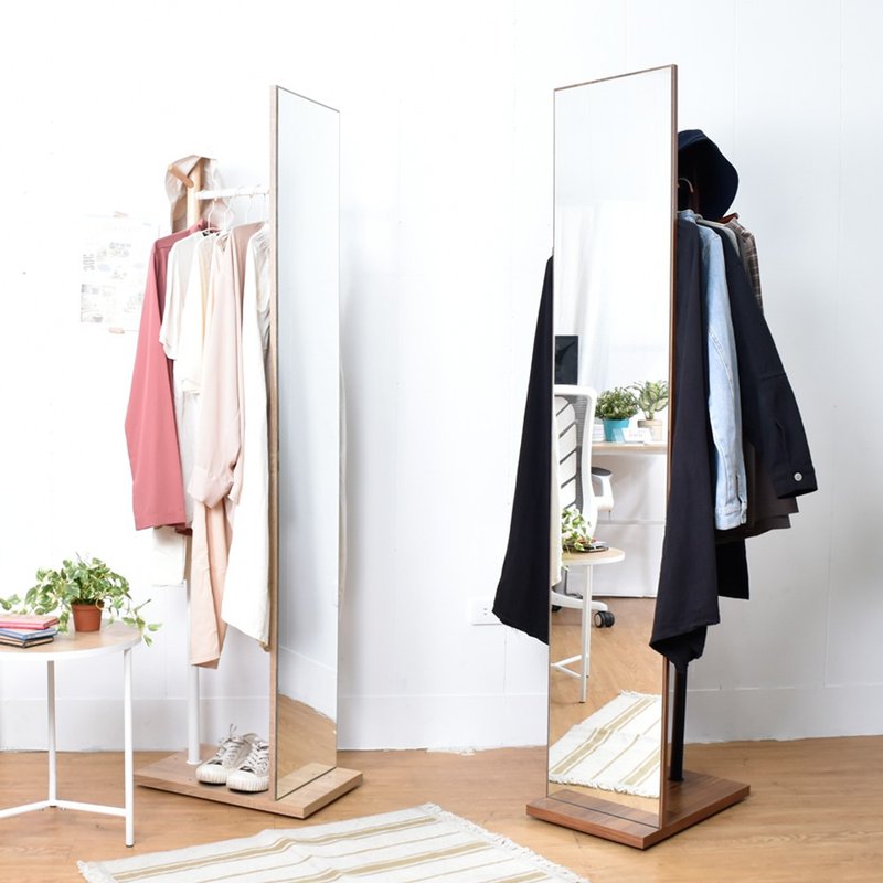 加高版 木纹风全身镜衣帽架 可移动【H09299】 - 其他家具 - 木头 咖啡色