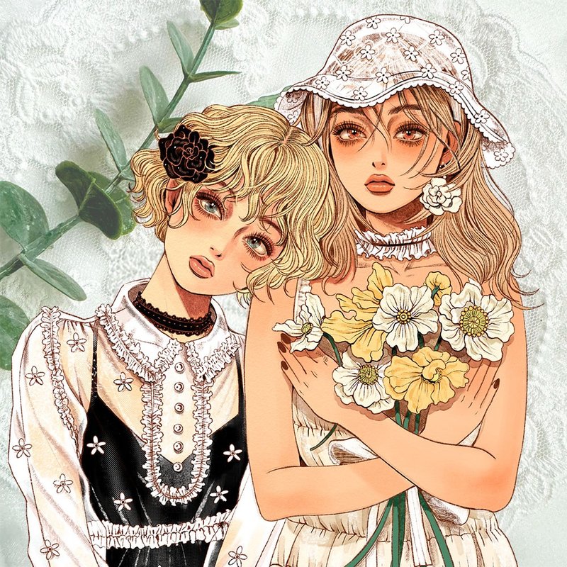 桃红绒毛贴纸 - 贴纸 - 纸 橘色