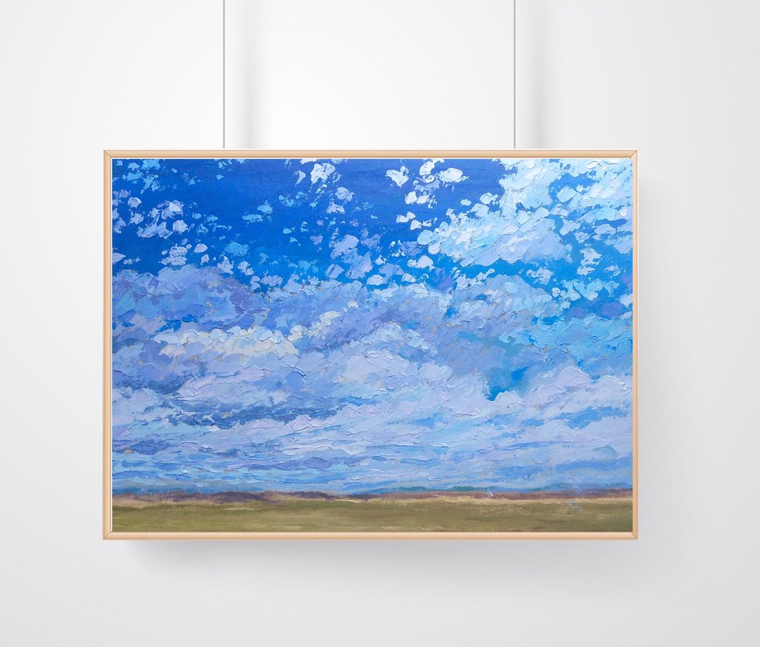 云天画田园艺术云朵山水艺术原画蓝天壁画云墙艺术中性山水画 - 墙贴/壁贴 - 其他材质 蓝色
