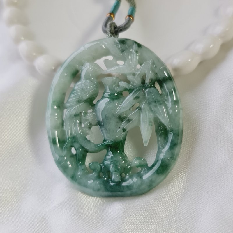 好磁场必推+手工镂空精雕平安吉祥玉坠|天然缅甸玉A货翡翠 - 吊饰 - 玉石 