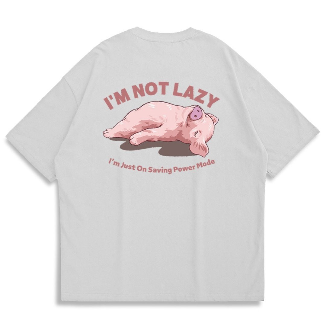 【CREEPS】I'm Not Lazy Little Pig 宽松重磅印花T恤 210g - 男装上衣/T 恤 - 棉 多色