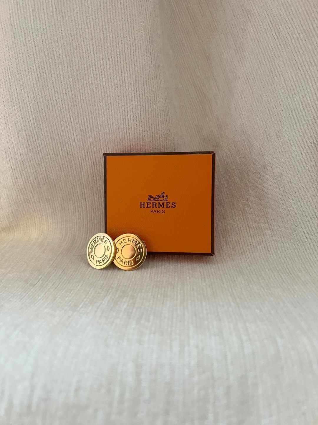 Hermes Clip-on earrings经典金色耳夹 原装盒 美品 日本Vintage - 耳环/耳夹 - 其他金属 金色