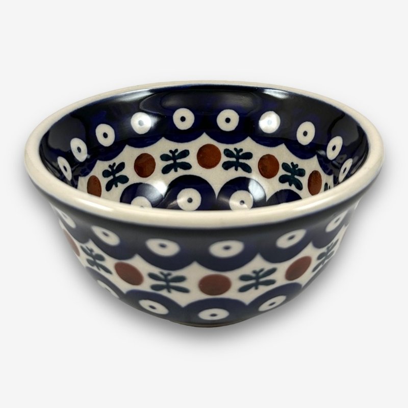 波兰手绘手工陶-饭碗 11.5cm 孔雀眼系列 设计师款 - 碗 - 陶 蓝色