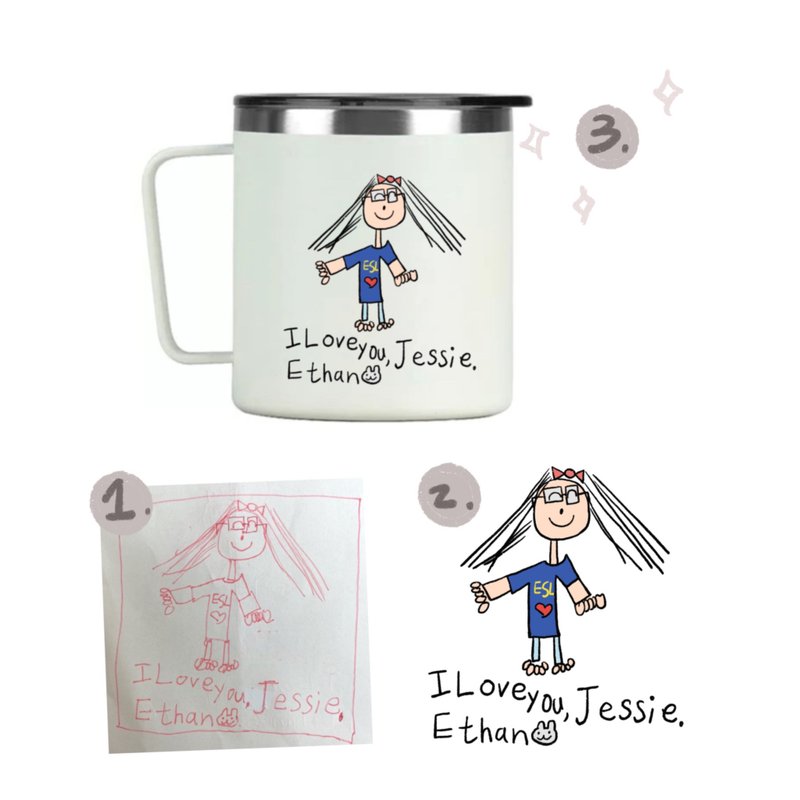 【Tyeso不锈钢保温马克杯】400ml | 绘制小朋友画作 父亲节礼物 - 保温瓶/保温杯 - 不锈钢 多色