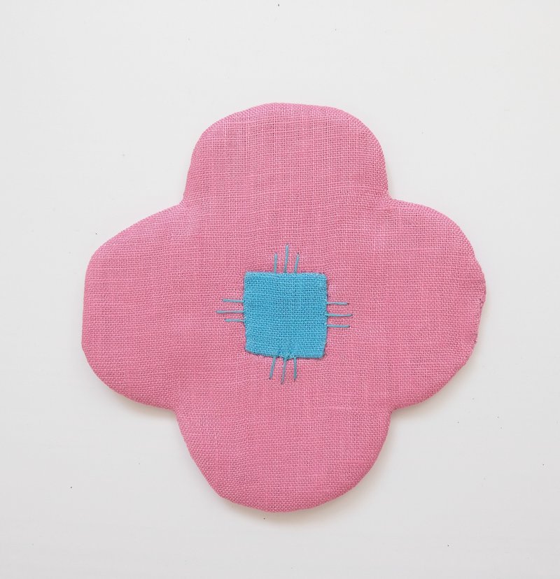 花痴形杯垫 / Baby Bloom 杯垫 - 粉红色 - 杯垫 - 棉．麻 粉红色