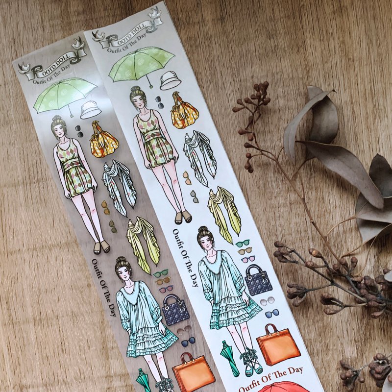 OOTD TAMP MINI 每天穿搭雾面pet胶带/日本和纸胶带mini版 - 纸胶带 - 纸 