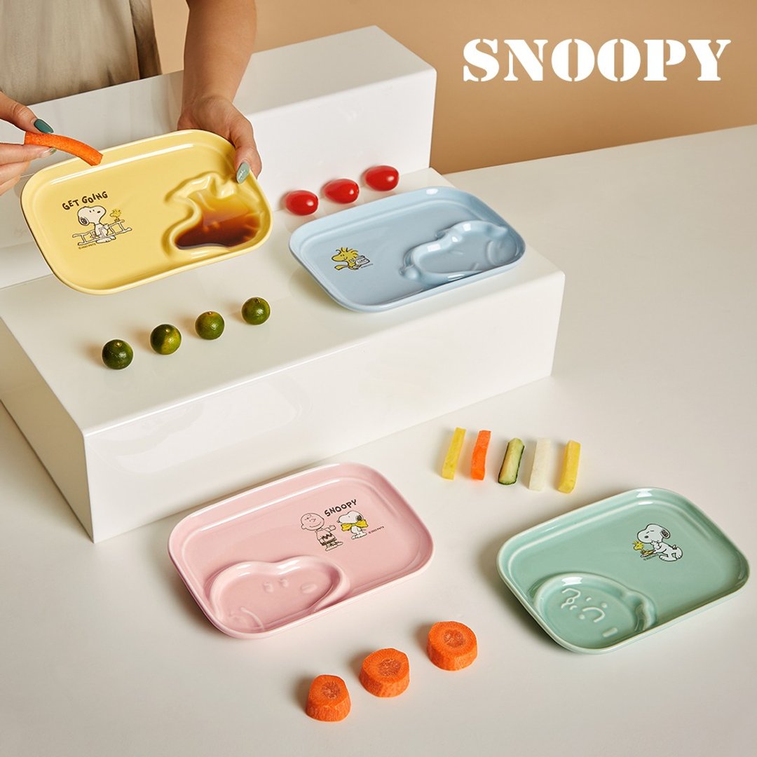Snoopy 史努比 好朋友陶瓷立体造型餐盘组 -2 入 1 组 - 盘子/餐盘/盘架 - 瓷 