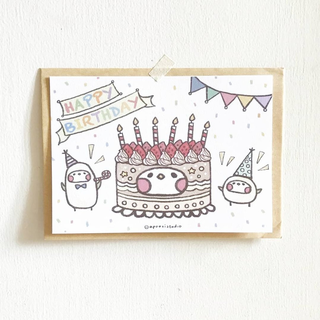 生日快乐 生日卡片 明信片 - 卡片/明信片 - 纸 白色