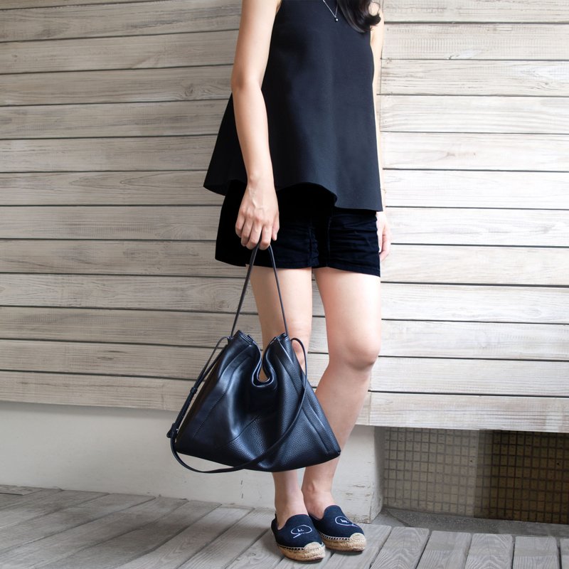 Blanc de Blancs 升级版意大利进口真皮拼接Everyday包-黑色 - 侧背包/斜挎包 - 真皮 黑色