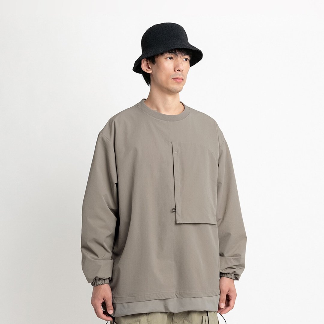 Double Layer Hem Sweat Crewneck层叠下摆运动罩衫 2色入 - 男装外套 - 尼龙 