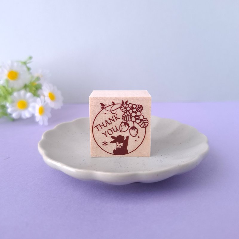 可爱兔子与草莓的“Thank you”橡皮章，手帐印章 - 印章/印台 - 橡胶 透明