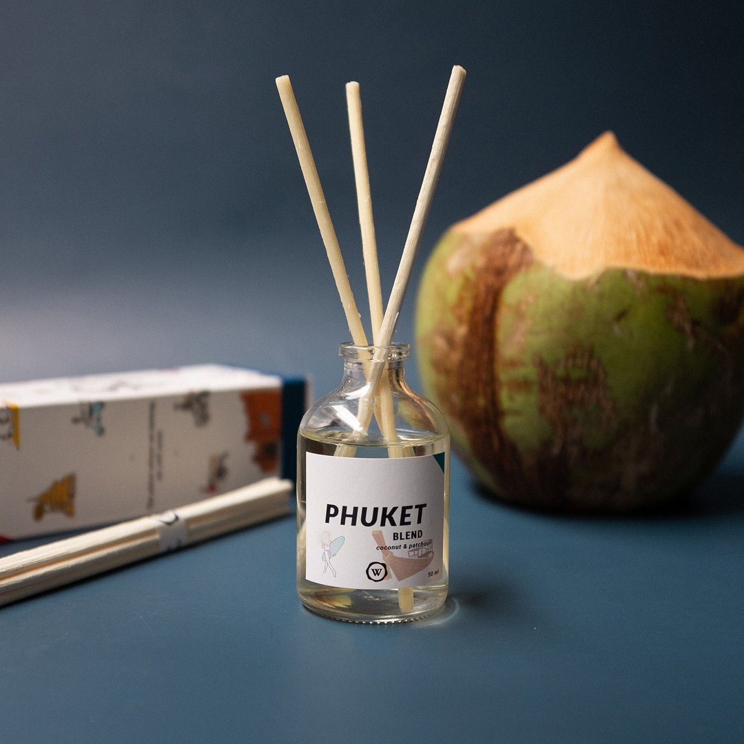 Scented Room Diffuser Set Phuket Blend City Series | Coconut & Patchouli - 香薰/精油/线香 - 玻璃 透明