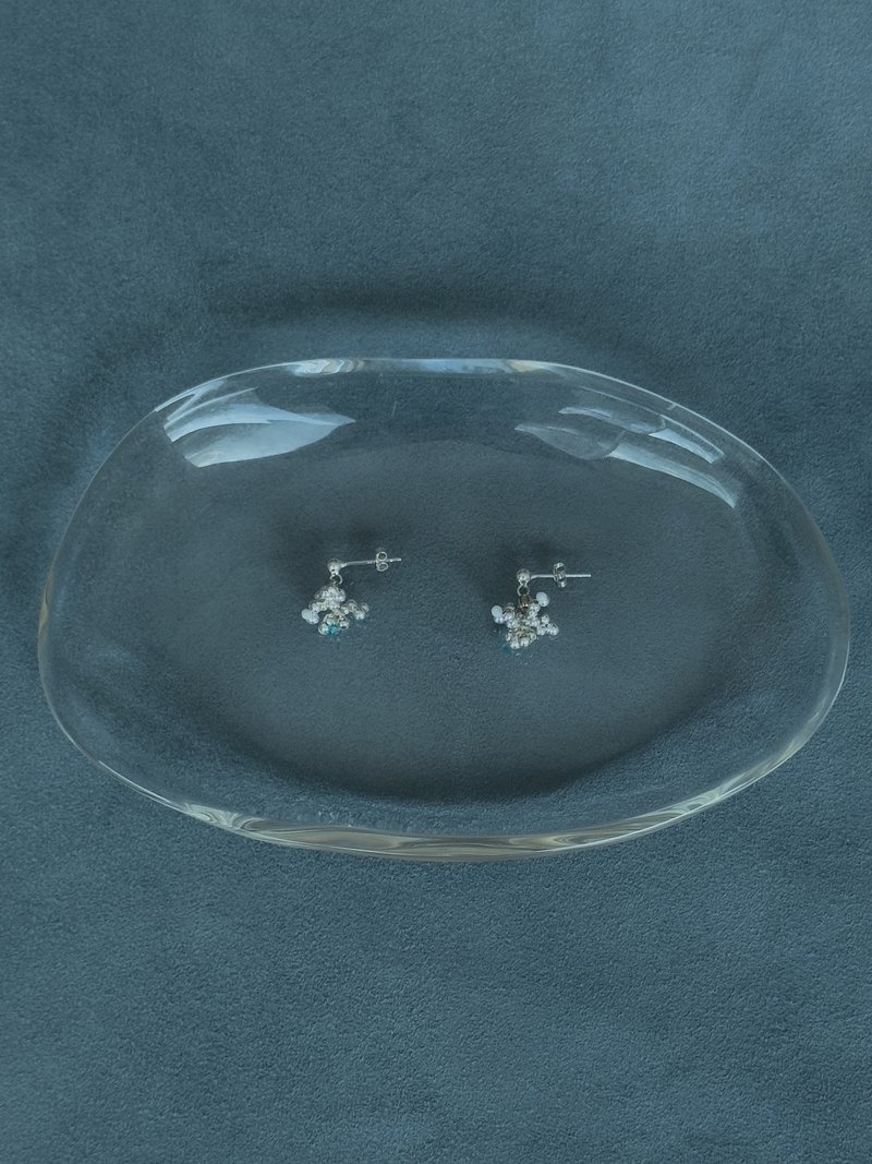 Coral Petite Earring Blue (925 Silver) - 耳环/耳夹 - 其他金属 蓝色