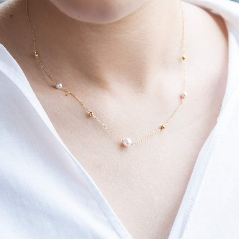 日本Akoya珍珠K金珠项链 - 项链 - 贵金属 