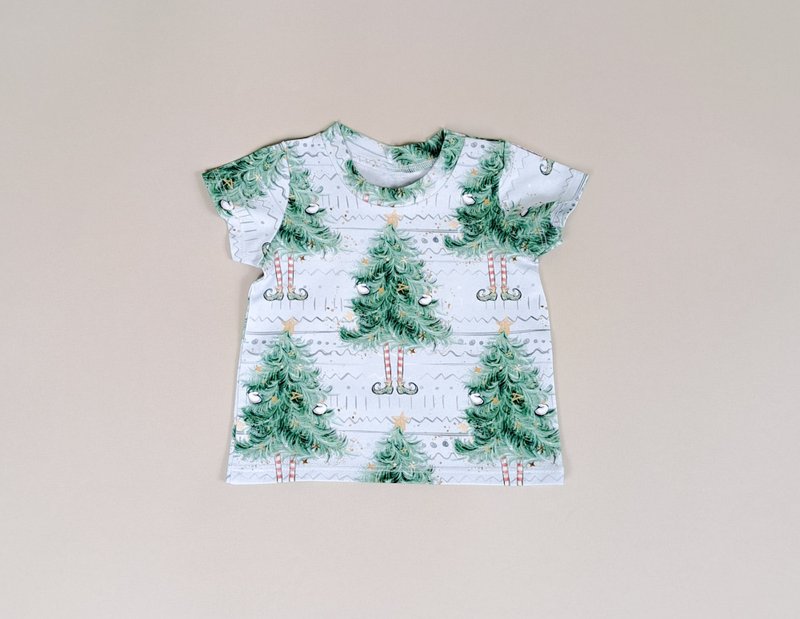 Christmas Trees baby boy girl t-shirt, Holiday baby clothes, Christmas baby gift - 童装上衣 - 棉．麻 多色