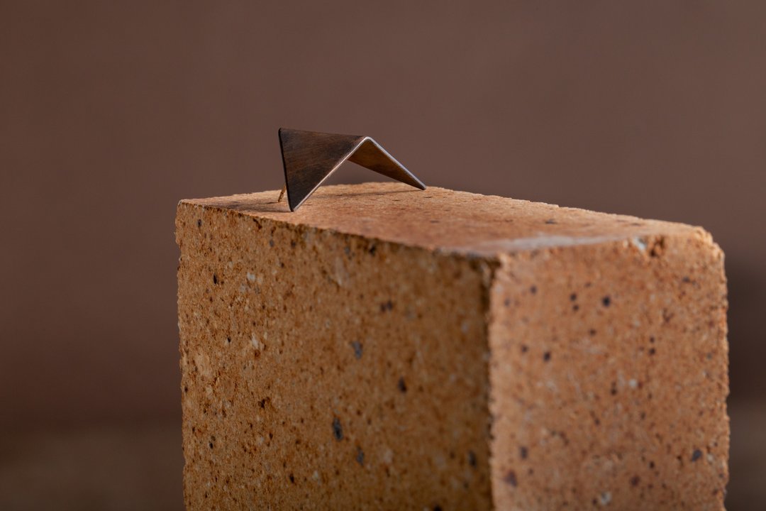Minimalism 低限主义 地景耳环1号 Sculptural Ear - 耳环/耳夹 - 铜/黄铜 黑色