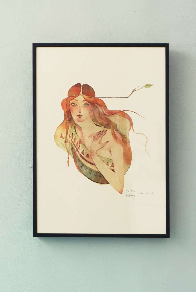 限量复制挂画【忆起你的原始灵魂】5号 嬉皮 (含框) - 海报/装饰画/版画 - 纸 橘色