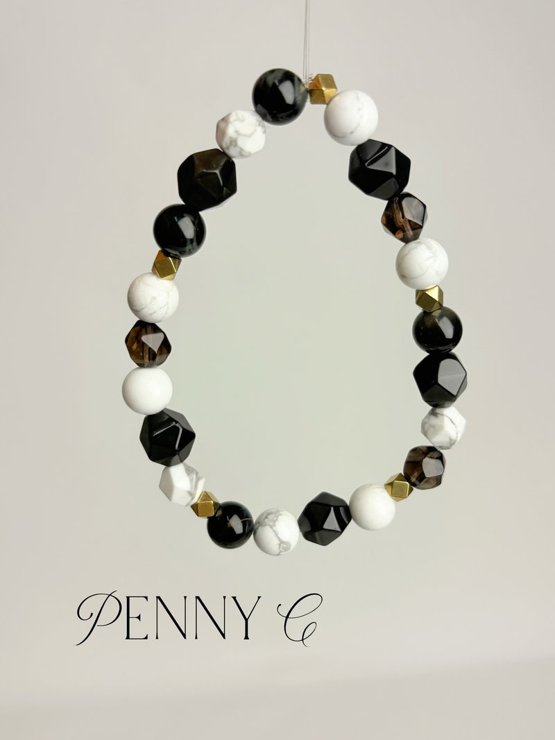 白松石 黑曜石 闪电蓝虎眼 茶晶 避邪挡煞 稳定情绪 水晶手链 - 手链/手环 - 水晶 