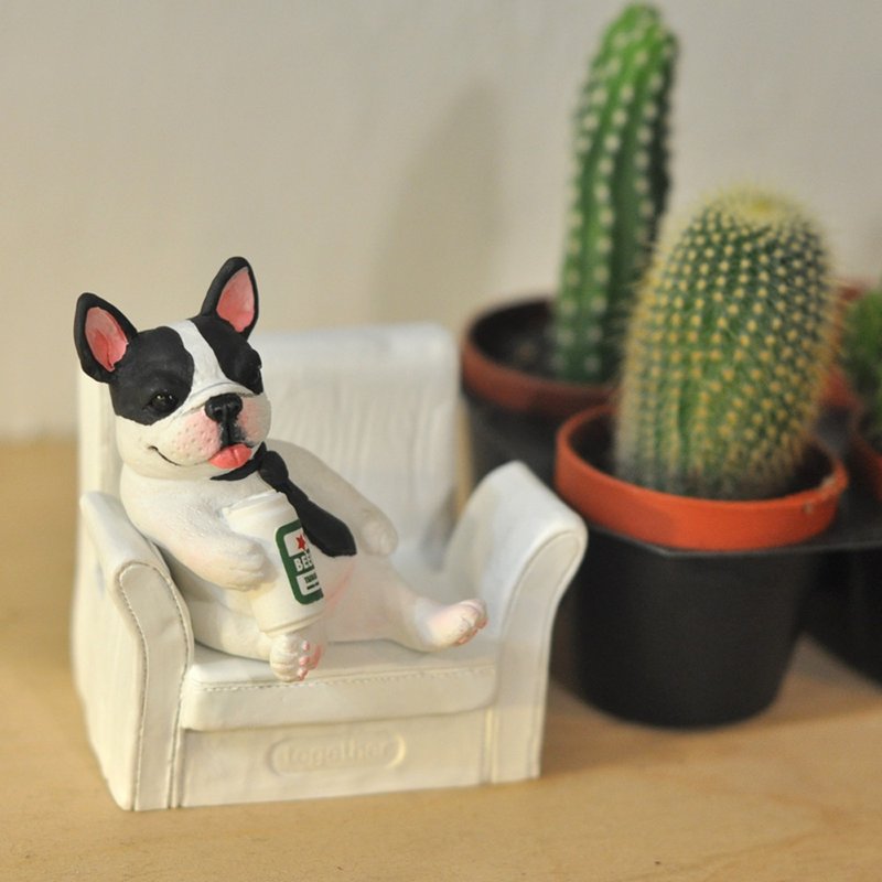 法斗下班后(手机座/名片座)黑白花纹 - 摆饰 - 其他材质 白色