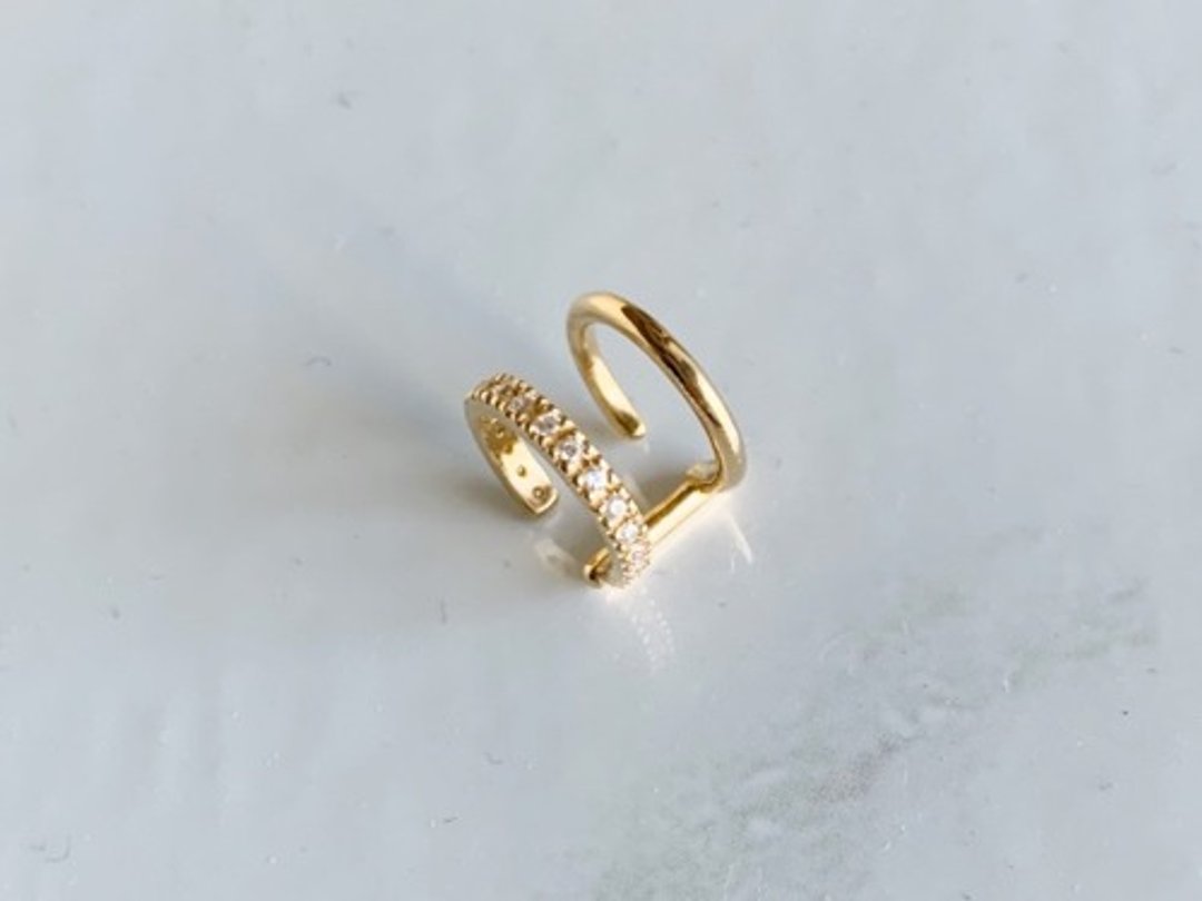 2-strand eternity ear cuff / single ear - 耳环/耳夹 - 纯银 金色