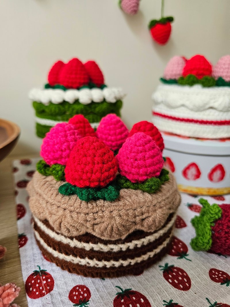 立体编织收纳盒/浓可可奶霜草莓蛋糕 - 收纳用品 - 棉．麻 咖啡色