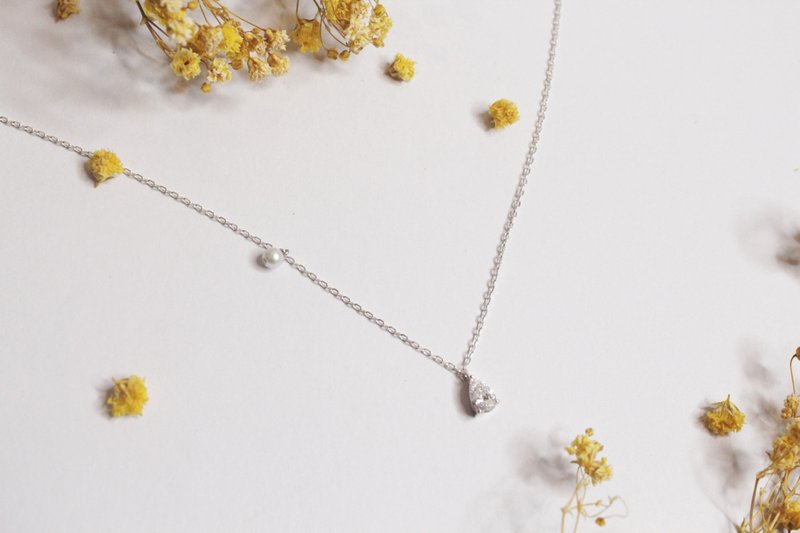 珍珠与泪 纯银手工项链 - 项链 - 纯银 银色