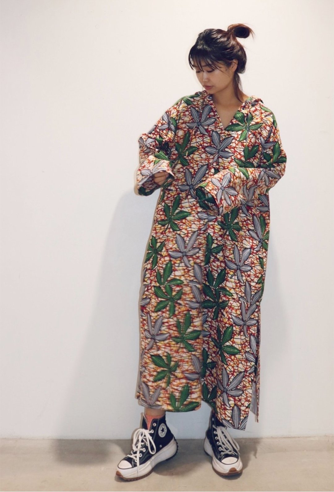 African Fabric Cuffed Dress 【HEMP PEACE】 - 洋装/连衣裙 - 聚酯纤维 红色