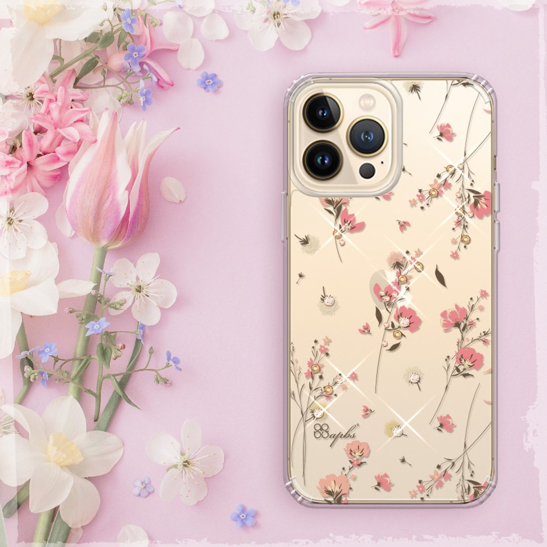 iPhone 13全系列 水晶彩钻防震双料手机壳-小清新-月见花 - 手机壳/手机套 - 其他材质 多色