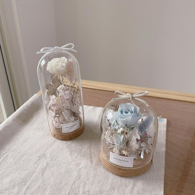 【永生玻璃花盅】冰川蓝色 情人节礼物 纪念日 永生花 生日礼物 - 干燥花/捧花 - 植物．花 