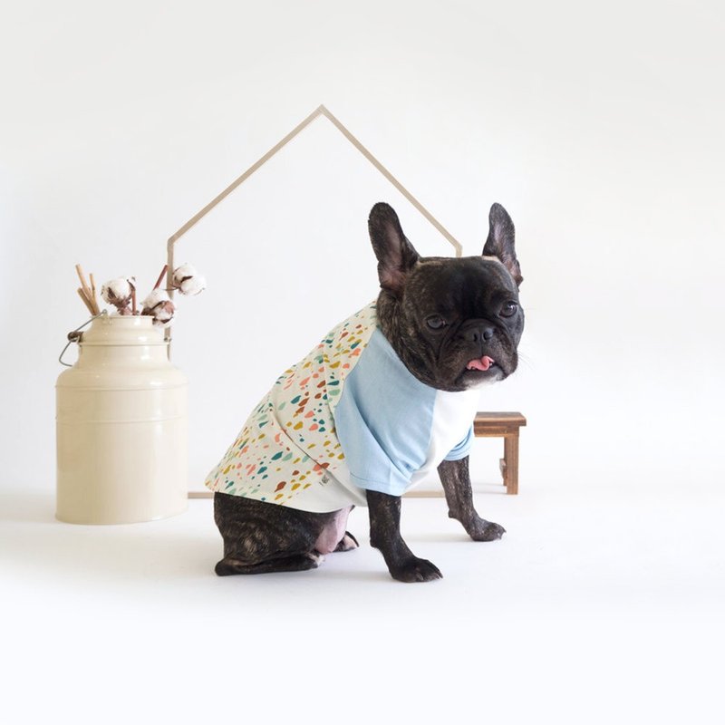 彩绘图案套袖T-恤 | 宠物衣 - 衣/帽 - 棉．麻 蓝色