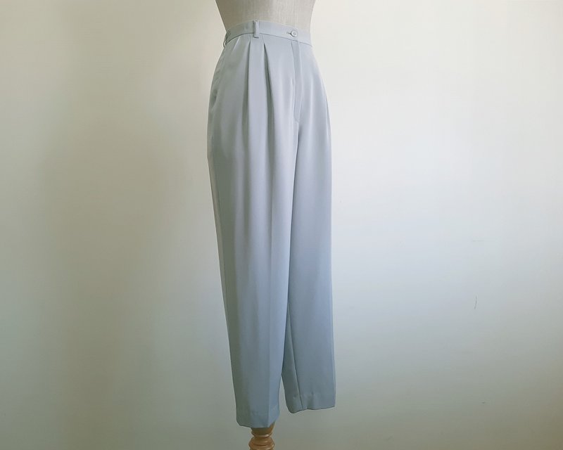 复古灰色打褶长裤 女款 高腰 锥形裤 XS S 25 26 - 男士长裤 - 聚酯纤维 灰色