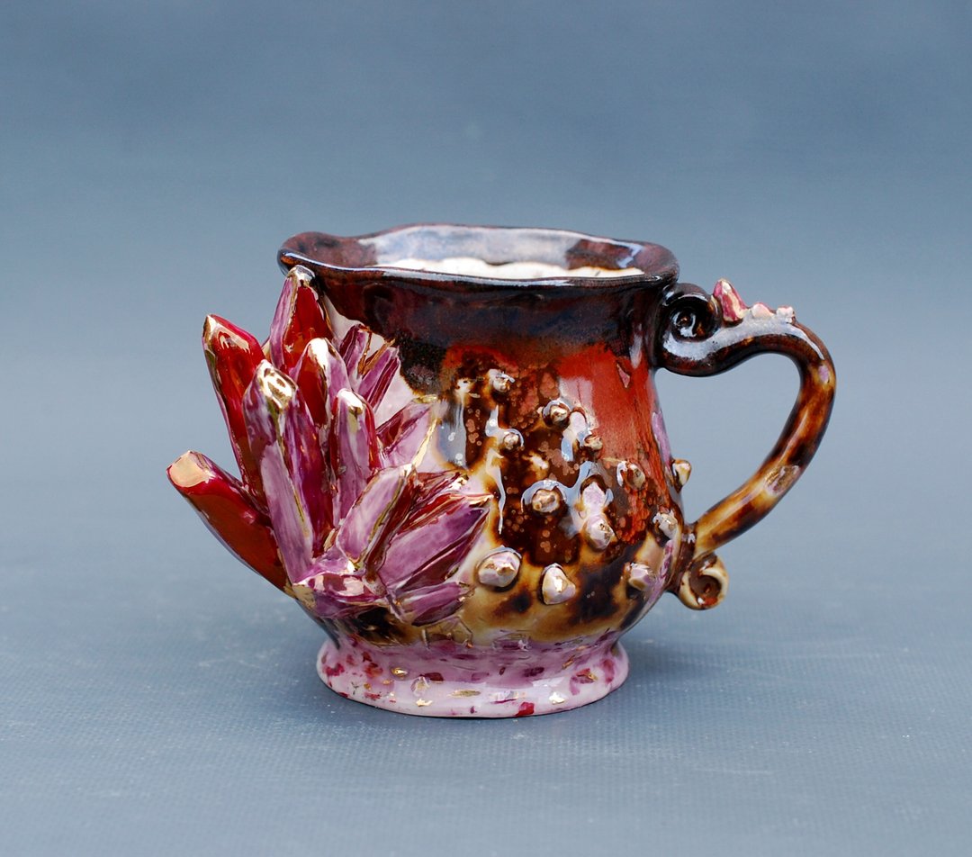 Beautiful Amethyst mug Porcelain Crystal Cup Geode Mug Gently purple Modern Art - 咖啡杯/马克杯 - 瓷 紫色